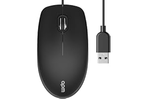 apm Souris Optique Filaire USB, Design Ergonomique 3 Boutons, Capteur 1000 DPI, Ambidextre, Standard, Ergonomique Plate, Coloris Noir, Compatible avec PC Windows Mac OS Laptop Chromebook, 571169