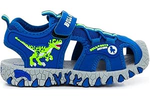 Bull Boys Dinosauri Velociraptor sandalo da bambino con luci Blu Royal DNCL3144