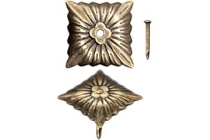 FUXXER 100 unghie decorative antiche, con testa decorativa, in ottone bronzo, 20 x 20 mm