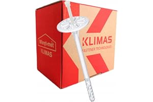 INSTALGURU KLIMAS® Tellerdübel 100 Stück LTX ∅ 10 mm x 260 mm Dämmstoffdübel mit Kunststoffnagel Gelocht | Styropordübel Thermodübel Isolierdübel Für WDVS VWS EPS Styropor Dübel Set