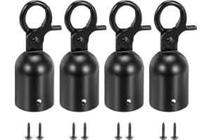 PATIKIL 1.1"x3.2" Montante Cuerda Extremo Tapón 4 Paquete Cable Extremo Tapas Barrera Cuerda Extremo Tapa Enganche Ganchos para Multitud Control Cola Divisor Negro