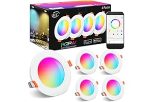 iLC Faretti LED da Incasso per Cartongesso 8W, lavorare con Alexa(È necessario un dispositivo ECHO), Foro Ф68-85mm, CCT + RGB Controllato Da App, IP44 Faretti LED Soffitto Colorati (Pacco Da 4)