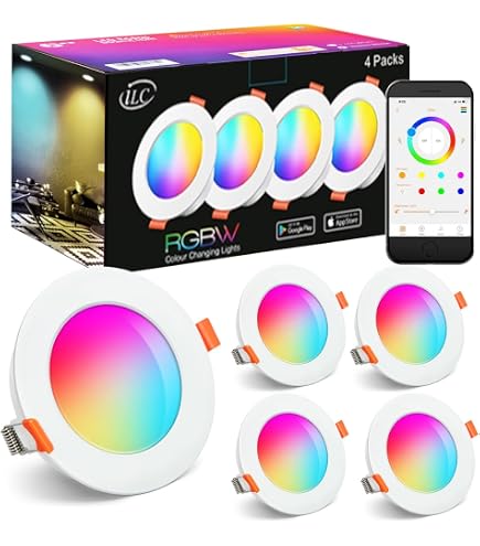 Briloner Set De 3 Spots LED Encastrés RGB CCT IP65 - Salle De Bain Télécommande - 92x45 Mm Noir