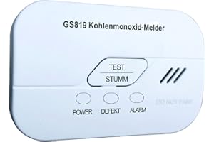 Jeising GS819 CO Detector with 10 Year Electrochemical Sensor CO Gas Detector According to EN50291-1:2010 Includes Replaceable Battery