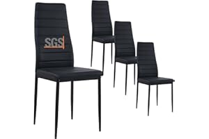 ‎BUYBYROOM buybyroom Esszimmerstühle 4er Set Metall Küchenstuhl, Esstisch Stuhl Bequemer Polsterstuhl SitzfläChe,Schwarz