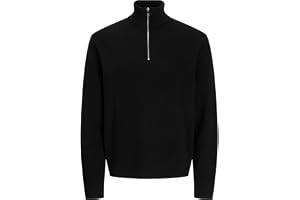 JACK & JONES Jprccmilano stitch stickad halv dragkedja Sn, svart, M