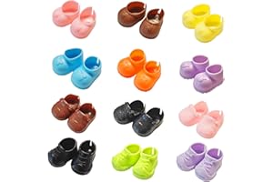 CARREUTY 12 Pairs Doll Shoes for 17cm Dolls, Colorful Cute Doll Accessories Multiple Styles Doll Shoes Outfit for Girls Boys Birthday Gift, No Doll