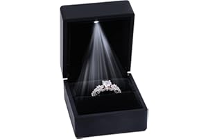 ZADAWERK® Scatola per anello - con LED - nero - gioielli - matrimonio - fidanzamento - proposta di matrimonio
