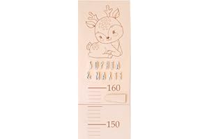 nagu® CIERVO- Medidor de altura de madera de pared, Personalizado con nombre, para medir el crecimiento de niños y niñas, Custom Name Growth Chart Height Measurement Ruler