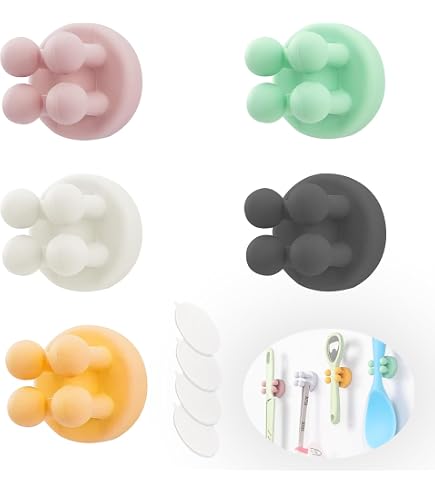 Lot De 6 Porte-Brosses à Dents Silicone Adhésif - Noir - Salle De Bain