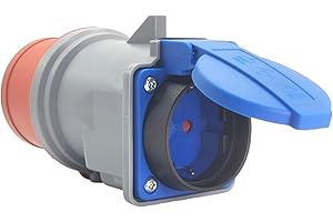 ENERHEIM CEE Adapter 16A 5-polig auf Schuko Kupplung, IP44 Stecker / IP54 Steckdose, 400V auf 230V Stromadapter, für Baustelle, Camping, Werkstatt