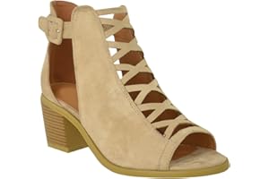 Fashion Thirsty Womens Ladies Low Mid Block Heel Ankle Boots Comfort Smart Office Formal Work Party Occasion Heeled Open Toe Lace Up Cut Out Shoes