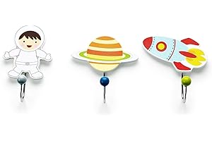 MOUSEHOUSE GIFTS Set of Three Children's Coat Hooks for Bedroom or Baby Nursery (Space)
