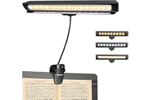 GLOVION Rechargeable Music Stand Light, 19 LEDs Clip On Reading Light - 3 Level Brightness Settings, 3 Color Temperature Optional (Warm/Cool White/Natural Light Color), Perfect for Piano, Reading, Sewing