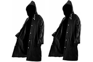 WRESS 2Pcs Long Rain Coat, Waterproof Outdoor Unisex EVA Cloth Poncho with Hat, Reusable Lightweight Long Hooded Windbreaker Rain Jacket for Men, Women - Long Style Raincoat for Hiking, Fishing and Camping