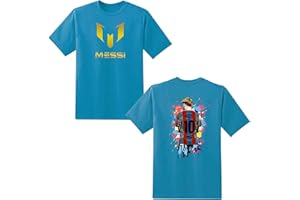 LOVEVO Boys Crew Neck T-Shirts, Messi 10 Goat Football Lovers Printed Round Neck Tee Tops for Boys, Girls & Kids, 5-15 Years