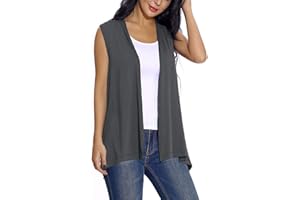 EXCHIC Donna Elegante Casual Aperto Davanti Gilet Senza Maniche Sciolto Cardigan