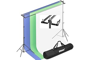 EMART 3-in-1 Foto Hintergrundsystem für Fotostudios, 2,6mx3m Verstellbar Foto Hintergrund Ständer, Hochbelastbare Fotohintergrund Ständer für Studio Photo, Porträt Produkt Fotografie, Party, Hochzeit