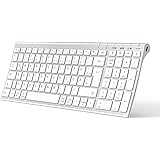 iClever Trådlöst smalt tangentbord i aluminium QWERTZ-layout för dator, stationär dator, PC, bärbar dator, yta, Smart TV och 