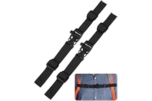 JUKOTA 2 Piezas Backpack Chest Strap Adjustable,Correas de Mochila con Hebilla y Silbato,Correa de Mochila Duradera y Antideslizante para Adultos,Niños,Mochila Escolar,Viajes al Aire Libre(Negro)