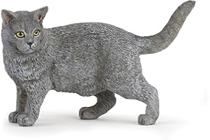 Papo -Figuras pintadas a Mano -Perros, Gatos y Cats-Chartreux-54040-Coleccionable -para Niños y Niñas de 3 Años o Más