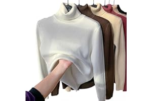 JOCCOS Winter Fleece Thick Knitted Bottoming Shirt, Women Casual Thick Turtleneck Sweater Soft Thermal Slim Bottoming Sweater