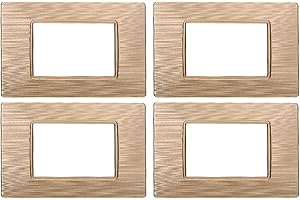 ZOREI 4 Pezzi Placche Compatibile Con Vimar Plana, Placche in Plastica Effetto Satinato (3 Posti/Moduli,Oro Satinato)