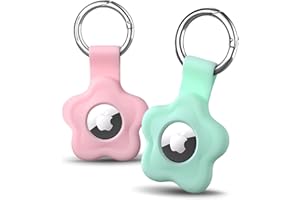 ARTCHE Holder Keyring for Airtag Holder, Silicone Secure Case Compatible with Apple Airtags, Anti-Scratch Protective Flower Shape Cover for Kid, Keychain, Wallet, Dog Cat Pet Collar, Suitcase, 2-Pack