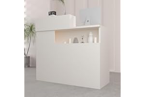 Heliosrider Empfangstheke & Empfangstresen – Theke mit offenen Ablagen, Rezeptionstheke aus Holzwerkstoff für Friseursalon, Beauty Studio, Laden, Supermarkt, Kasse(Without Drawer D)
