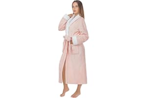 LEBENGOOD Bata Mujer Invierno - Albornoz Mujer Forro Polar, Batas de Casa Señora, Coralina, Acogedora, Microfibra OEKO-TEX®