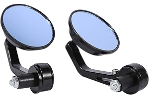 Belissy 7/8" Universal Round Motorbike Motorcycle Rear View Handle Bar End Rearview Side Mirrors Chrome Round Handlebar Wing Mirrors Bar End