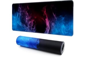 Giecy Gaming Mouse Pad, XXL Keyboard Mouse Mat Desk Pad with Non-Slip Rubber Base for Office & Home Computers, Laptop, Gaming (Blue Flames, 80 x 30 cm)