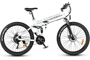 SAMEBIKE Bicicleta eléctrica 26" Fatbike Bicicleta Montaña Plegable Ebike, 48V/10.4Ah Batería,Shimano 21 Vel,Pedal Assist,Instrumento a Color TFT Adultos Urbana