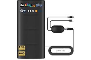 TE-VOZE 2026 Potente Antena de TV para Interiores y Exteriores, Rango de Recepción de 600KM Antena HDTV Digital, Compatible con 4K 1080p Todos los Televisores Inteligentes, 10M Desmontable Cable Coaxial