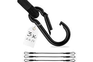 ECENCE 3x Guma napinająca z karabińczykiem 80cm w kolorze czarny Gumowe pasy napinające, napinacze bagażowe, ekspandery, linki napinające do rowerów, samochodów, bagażu
