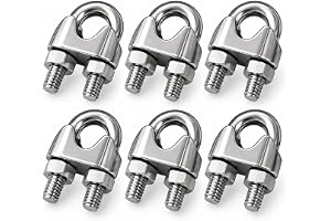 TEELLON® (4MM) 8Pcs. Wire Rope Clamps for PVC Coated Steel Cable, U Bolt Clamps clips with Nuts, Wire Rope Fastener for Securing, Looping Cables Rigging, Clothesline Connecting Rope Fitting