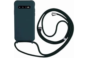 MEVIS MEIVS Funda Compatible con Samsung Galaxy S10E, Ajustable Collar Correa de Cuello CordónCarcasa de Silicona-Verde Oscuro
