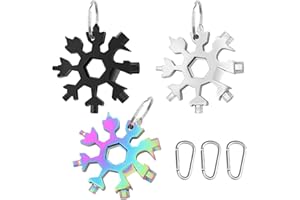 TUOFANG Multiherramienta para Copos de Nieve 18 En 1, 2Pcs Herramienta de Copo de Nieve de Acero Inoxidable, Destornillador, Llave Allen, Abridor de Botellas, Multi Herramienta copo de Nieve (plata)