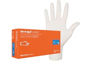 MERCATOR MEDICAL Latexhandskar, DERMAGEL COATED, storlek: M – 100 stycken, engångshandskar, puderfria skyddshandskar, genomsk