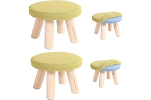 Vebetter Sgabello In Legno, 2PCS Sgabello Basso, Sgabello Bambini Con Imbottito, 30 CM Poggiapiedi Divano, Sgabello Verde Di Gambe Legno, Sgabello Legno, Portata 300 Kg, Per Corridoio, Camera, Salotto