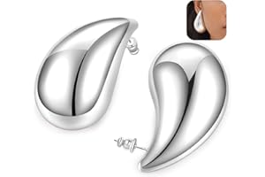 Senteria Orecchini a Cerchio Grosso Ipoallergenico Orecchini a Cerchio Da Donna in Argento sterling Leggero Goccia d'acqua Orecchini a Goccia Orecchini a Cerchio Spessi per Le Donna