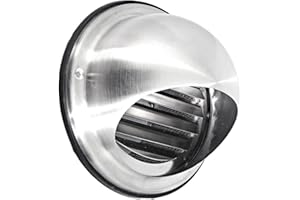 INTELMANN Griglia di ventilazione a sfera da 100, 125, 150, 160, 200 mm con zanzariera in acciaio inox V2A, protegge dalle intemperie, Argento