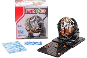 Thomas & Anca Club Supplies Ltd Family Bingo Lotto Numbers Machine Game 90 Number 24 Cards Bingo 6" Cage Bingo Cage Bingo Gift