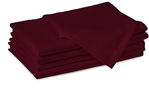 ENCASA XO Encasa Cotton Cloth Napkins | Set of 6 | Size 43x43 cm | Rich Maroon Solid Color | Machine Washable