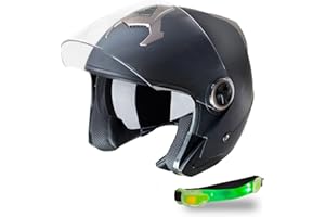 NATHUT Nat Hut - Casque Moto Jet Double Visière | Casque Scooter homologué | Casque Moto pour Homme et Femme | Approuvé
