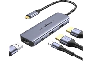 NEWMIGHT USB C Hub 4-in-1 with 2×4K HDMI, 100W PD, USB-A Port, Multiport & Splitter for Dual Monitors, Compatible with MacBook, Dell, HP, Lenovo
