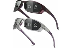 Myiaur 2er Pack Fahrradbrille Selbsttönend Damen Herren Photochrome Polarisierte Wrap-Around Sonnenbrille mit UV400 für Fahrrad Sport