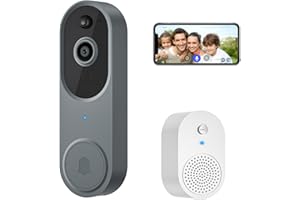 SHARKPOP 1080p Video Doorbell Camera Wireless with Ring Chime, 2-Way Audio, Smart Human Motion Detection, HD Night Vision, Cloud Storage, Easy Installation, Real-Time Alerts for Home Security