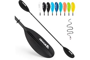 Abahub Pagaia Kayak Carbonio 220 cm a 240 cm Regolabile Doppia Remi Kayak Paddle con Linea di pagaie per Canoa, Albero in Carbonio, Lama di plastica Nero/Bianco/Blu/Verde/Arancione/Giallo/Turchese
