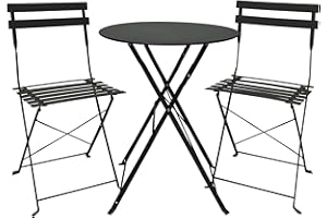 ASTAN HOGAR Pliables, Ensemble de Table + 2 chaises Pliantes, Balcon/terrasse, AH-GR10010GR, Gris, Centre